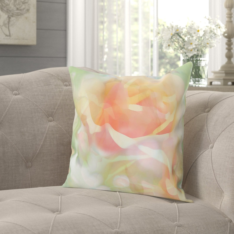 Springtime Square Cushion, Turquoise and pink, 40 cm x 40 cm, Pillow Cover Only - No Insert