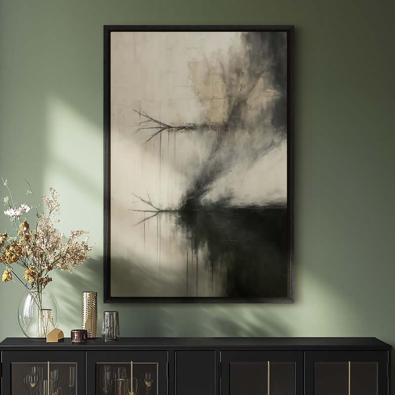 Art mural encadré sur toile - Arbre noir abstrait, impressions murales pour chambre à coucher - 16 po x 24 po, Noir