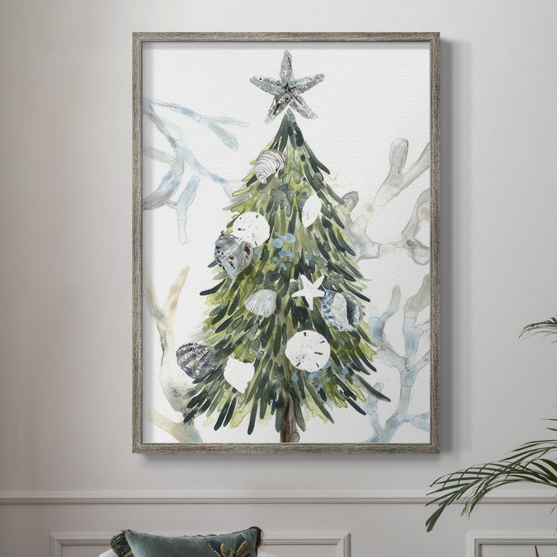 Coastal Christmas Shell Collection, reproduction encadrée B - bois massif