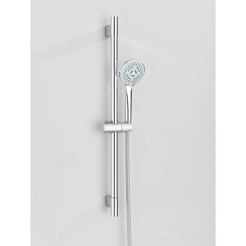 Douche à main à 5 jets avec barre coulissante, douche à main avec jet à haute pression, Chrome chrome