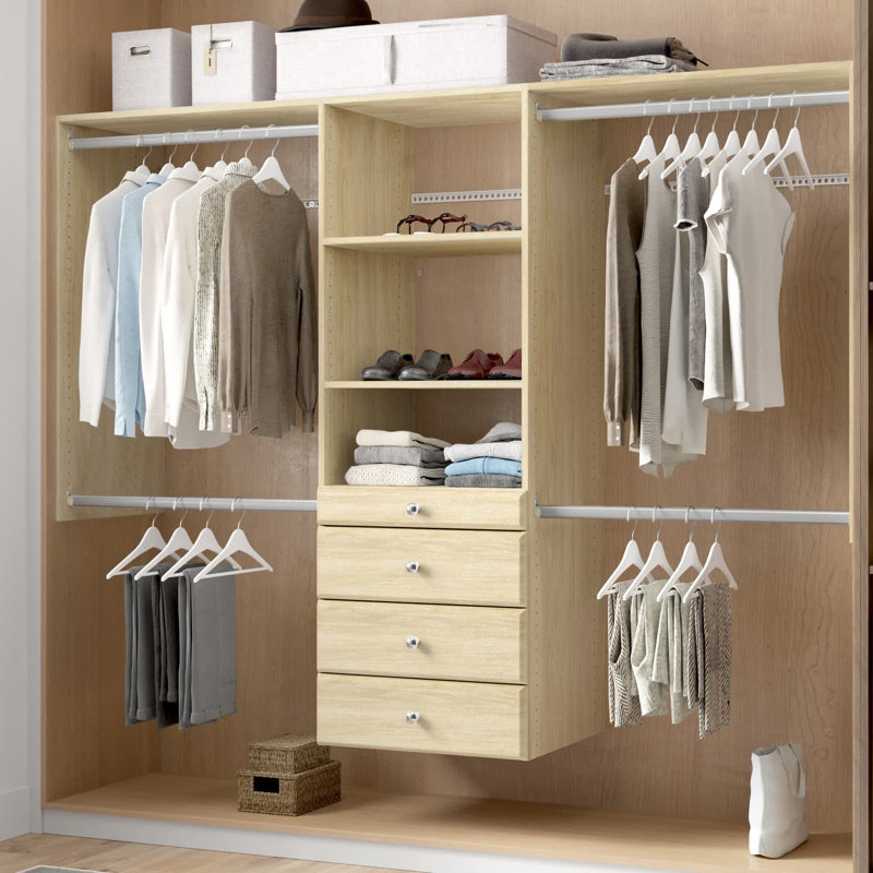Grid 48 - 96'' Closet System (Can Be Cut to Fit), Honey Blonde