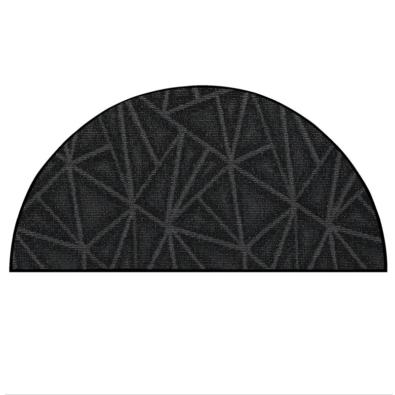 Tapis noir à motif géométrique Velmanikandan, Demi-cercle 1 pi 6 po x 3 pi