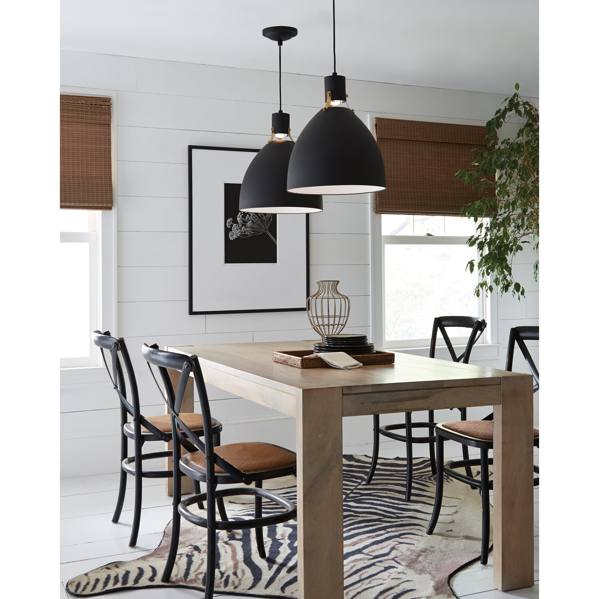 Uma Single Light Metal Dimmable LED Pendant, Matte Black, 17" H x 14.13" W x 14.13" D