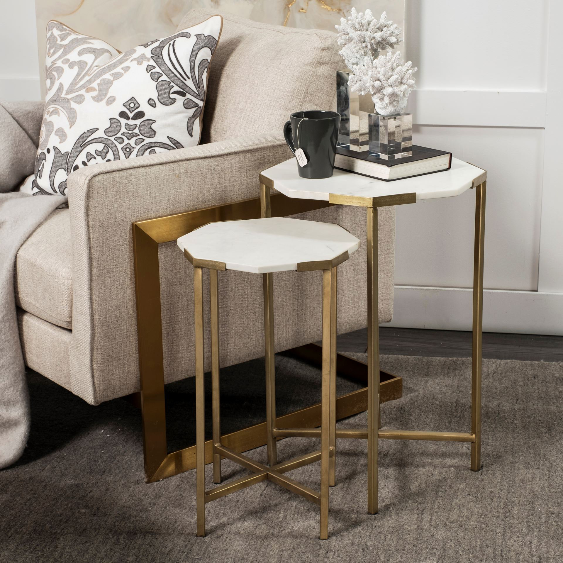 Everly Quinn Quickep Marble Top Nesting Tables & Reviews | Wayfair