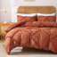 Ensemble de housse de couette touffeté Solayne Boho - Motif géométrique texturé, couleur citrouille, attaches de coin et fermeture à glissière-111548997-111549005