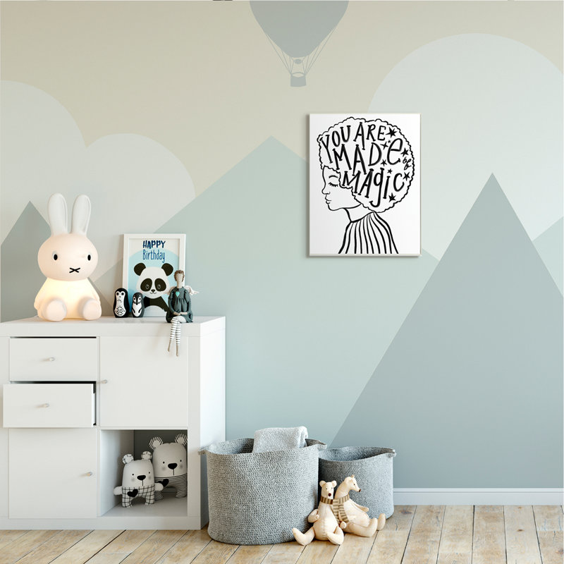 Portrait de cheveux en phrases faites de magie, H 13 po x l 19 po, Plaque murale