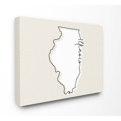«Illinois Home State Map Neutral Design», impression sur toile