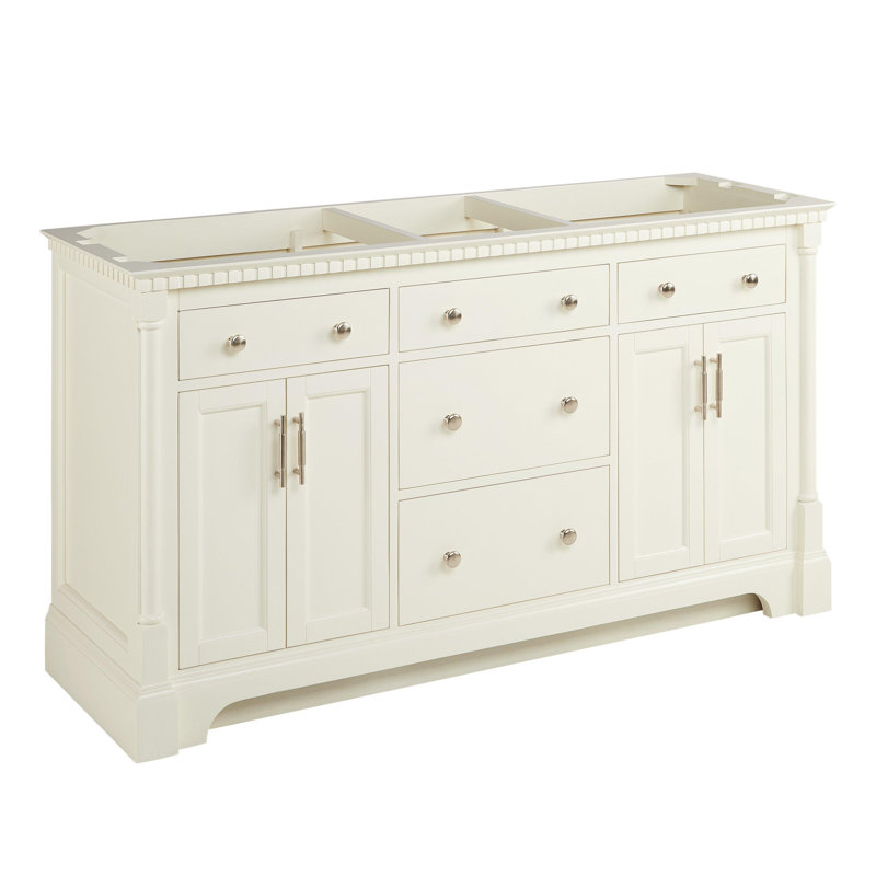 Claudia 60" Mahogany Single Basin Vanity Cabinet - Cabinet Only - Less Vanity Top, White, Brushed Nickel