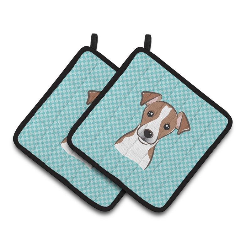 Jack à trésors terrier cuisinier poignée caroline Checkerboard, Bleu / brun