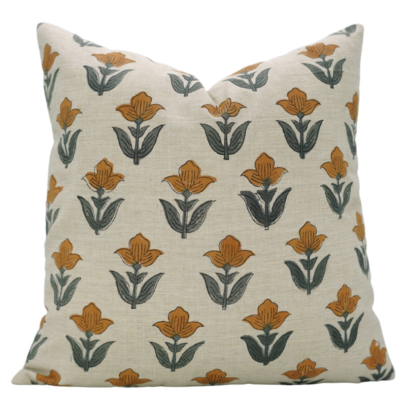 Housse de coussin en lin fabriquée à la main Fabividine, impression bohème, style bohème moderne, accent artisanal - 12 x 20 pouces