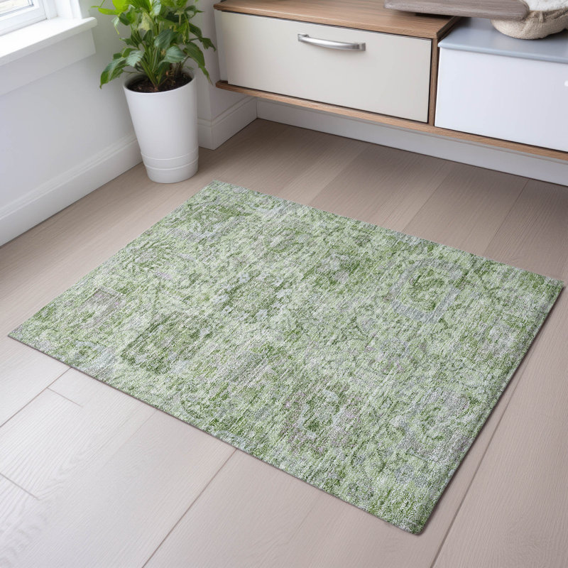 Premium Machine Washable Wayne AMF1102 Damask Rug, Rectangle 1'8" x 2'6"