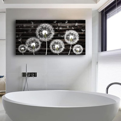 Canvas Wall Art For Bedroom Large Size Wall Decor For Living Room Fashion Wall Decorations For Kitchen Abstract Paintings Office Decor White Dandelion Flowers Pictures Artwork Posters Home Decoration