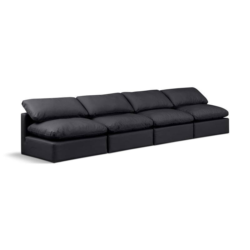Canapé en cuir végétalien Hinami, Cuir végétalien noir