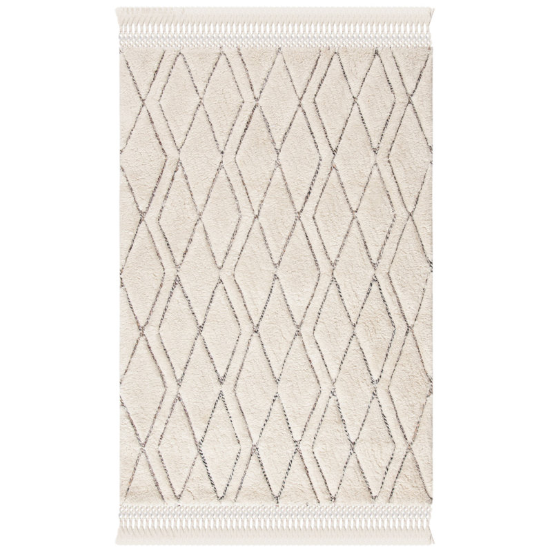 Tapis ivoire / gris touffeté à la main Powell, Rectangle 4 pi x 6 pi