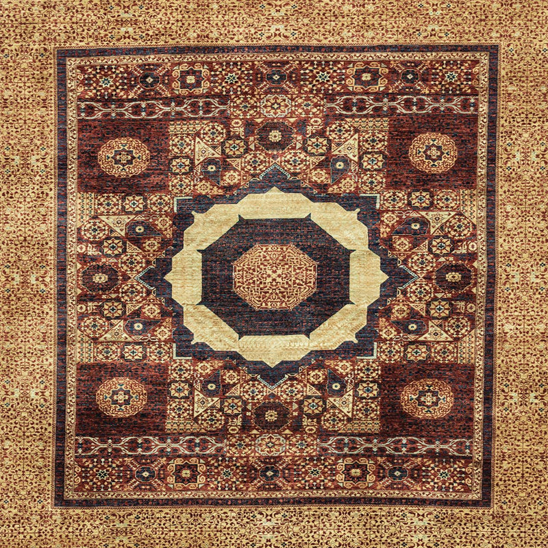 Tapis 100% abstrait 2372 lavable à la machine, Carré 5 pi