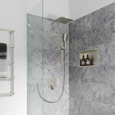 Resort 10-in Rain Showerhead Combo Shower System with Adjustable Handshower Slide Bar and Pressure Balanced Mixing Valve