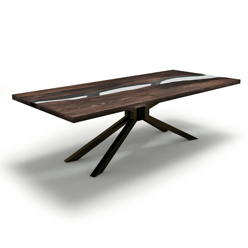Walnut Metal Base Dining Table, H75 x L275 x W122cm