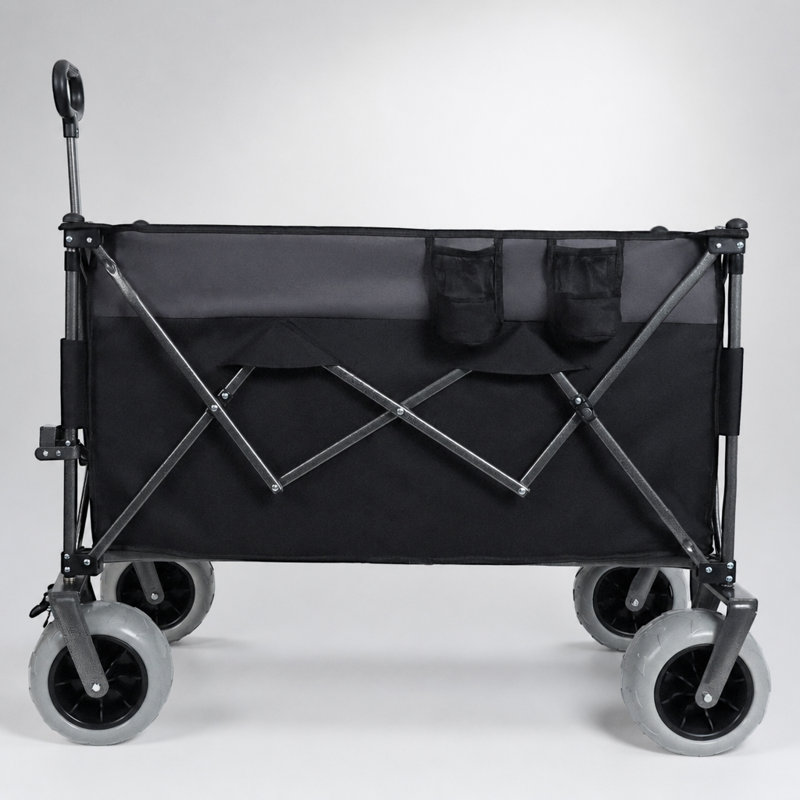 Roulettes tout-terrain de 9 po x 4 po, chariot pliant robuste de 300 L XL avec capacité de 480 lb, idéal pour le sable et les terrains accidentés, noir / gris