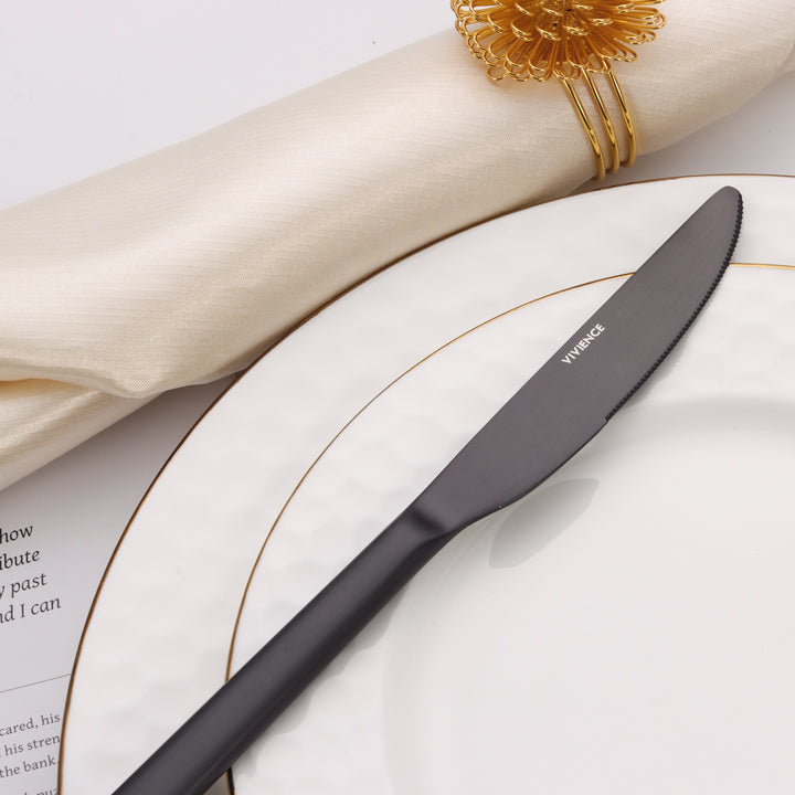 20 Pc Flatware Set Matte Blackwith Square Handles
