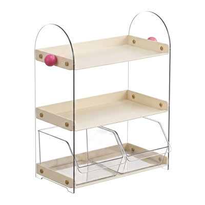 Cosmetics Organizer, Desktop Storage Rack, Cup Holder, Storage Box + 2 Drawers
