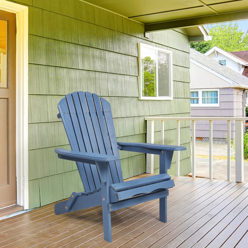 Chaise Adirondack pliante en bois massif Gaimo, Bleu très foncé