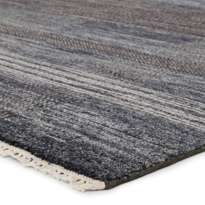 Jaipur Living Edern CEN01 Handknotted Stripes Black Area Rug (9'x12'), Rectangle 9' x 12'
