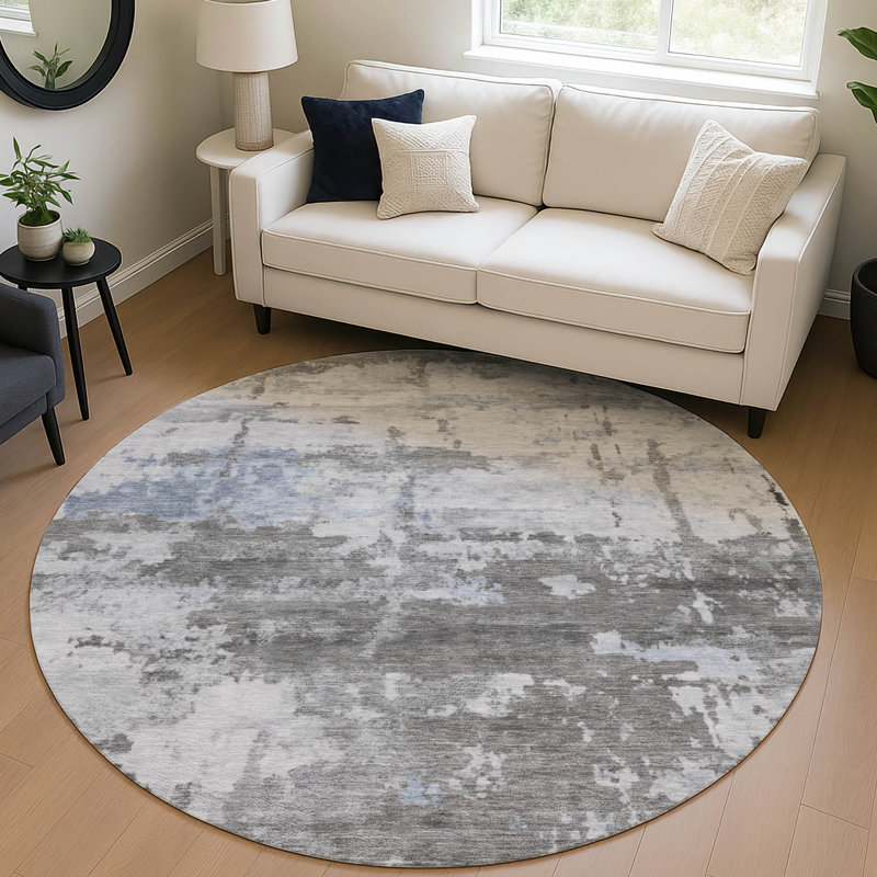 Machine Washable Indoor/Outdoor Chantille ACN2362 Abstract Rug, Round 8'