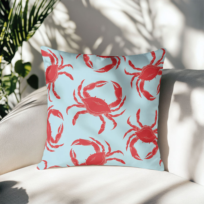 Coussin décoratif d'extérieur Crabby, Carré 18 po, Blue