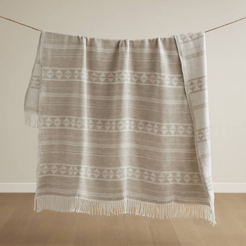 Jeté en mélange de coton ultra-doux avec frange, 50 x 60 pouces, Ivoire ivoire
