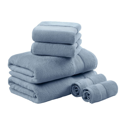 6-Piece Turkish Cotton Bath Towel Set, Blue