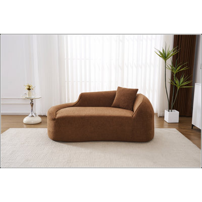 Compression Curved Chaise Longue With Deep Seat And Chenille Fabric, Versatile Sofa Bed For Modern Living Spaces
