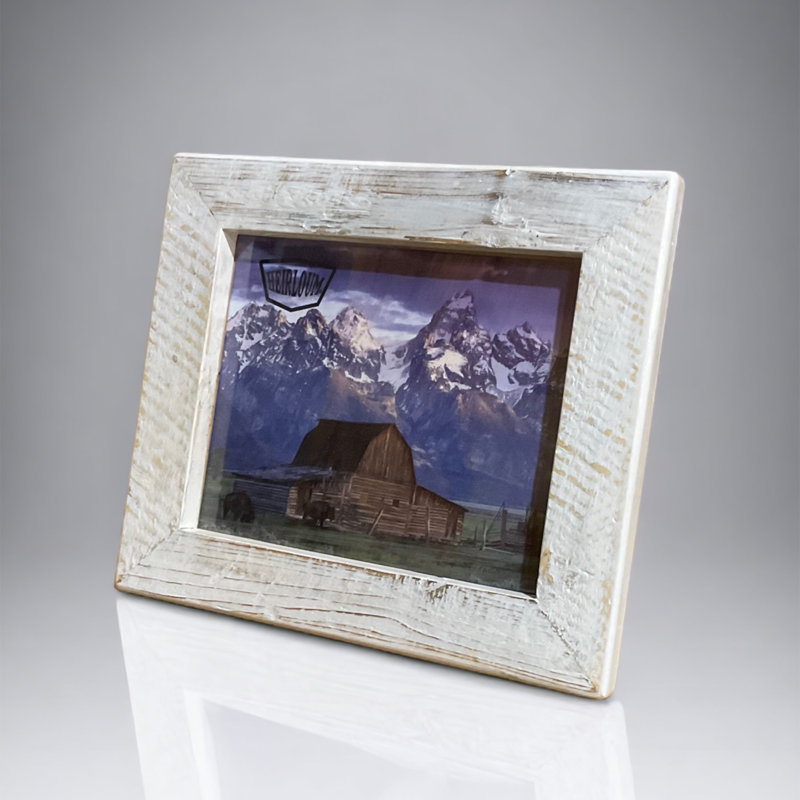 Cadre photo en bois récupéré, 10 po x 8 po, Blanc délavé