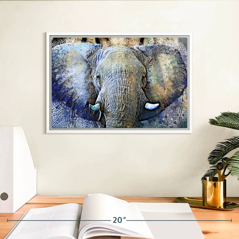 Elephant Tree, 13" X 9", Floating Frame White