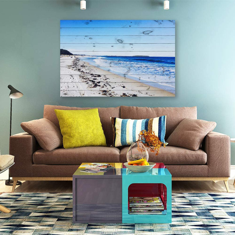«Coastal Beach» IDÉE4WALL, art mural sur toile, scène romantique de la mer, reproduction d'art encadrée, H 32 po x l 48 po