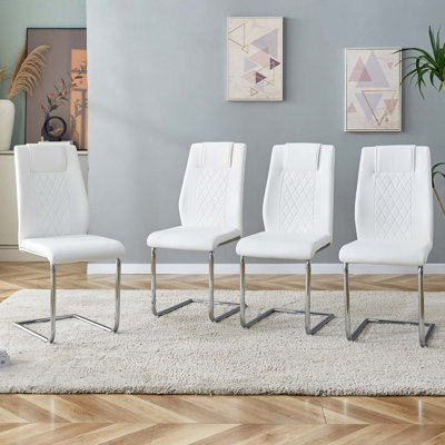 Modern Dining Chairs with Faux Leather Padded Seat Dining Living Room Chairs Upholstered Chair with Metal Legs Design for Kitchen, Living, Bedroom, Di