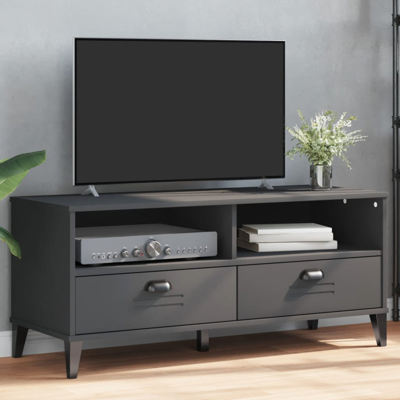 Oonagh Unfinished TV Stand for TVs up to 49" with Fireplace Included, Anthracite Grey