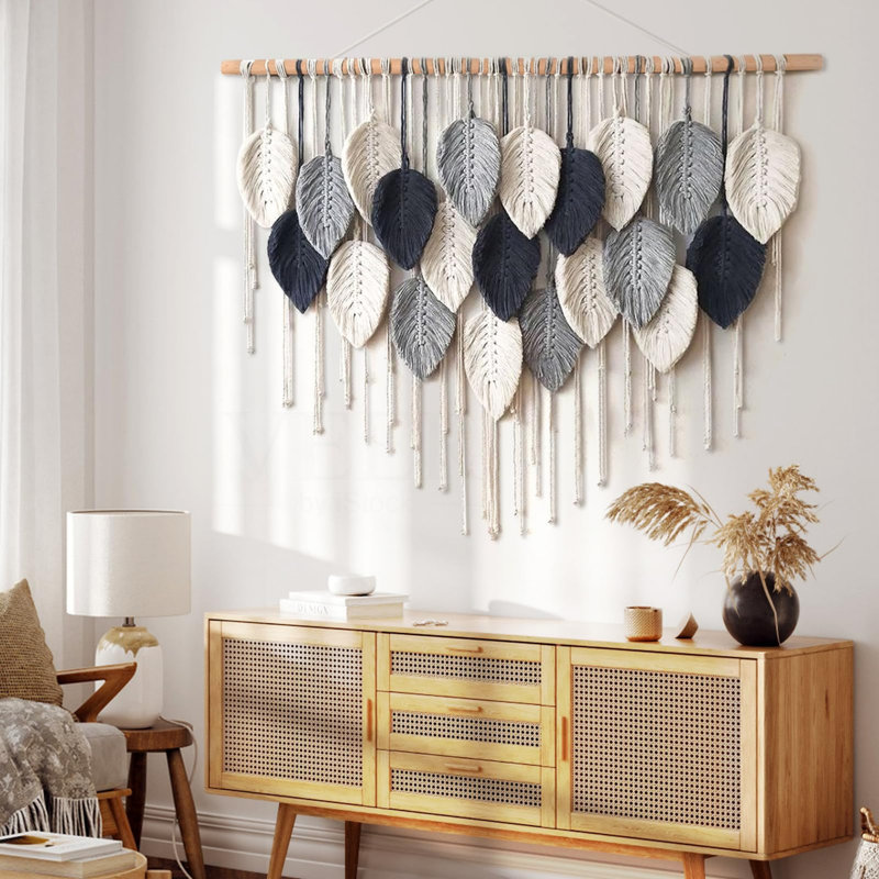 Bohemian Macrame Wall Hanging Leaf Wove Tapestry