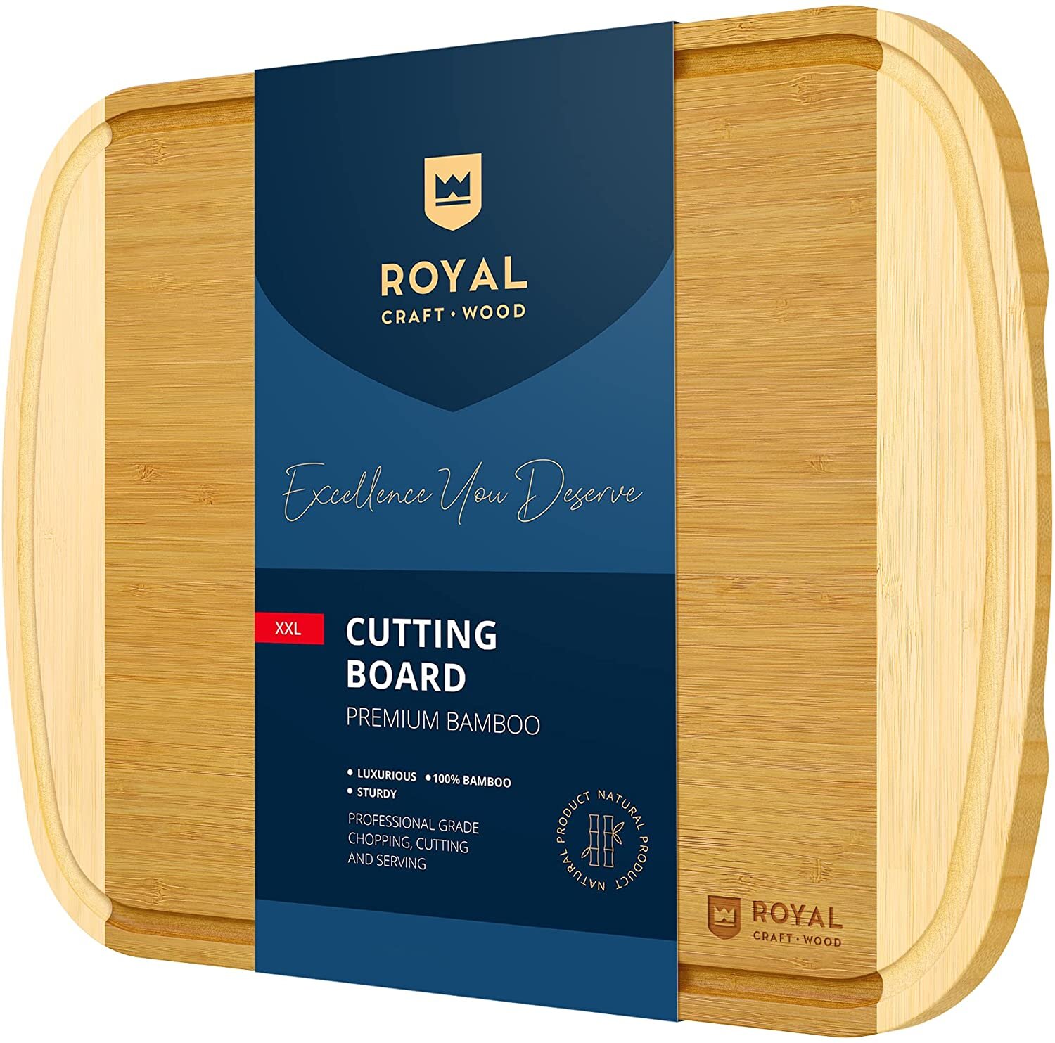 Extra Large Bamboo Cutting Board for Kitchen - Largest Wooden Butcher Block  for Turkey, Meat, Vegetables, BBQ - 30 x 20 Inch - Over the Sink Chopping