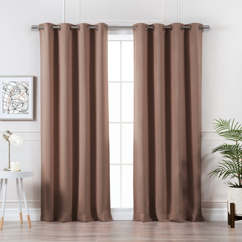 Adina Sevan Solid Thermal Grommet Curtain Panels, 52"W x 84"L, Mocha