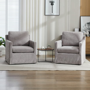 Slipcovered Swivel Accent Chair (Set of 2)