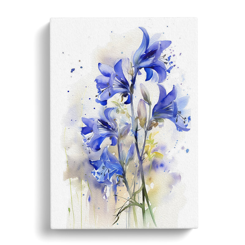 Bluebell Flower Gestural - Wrapped Canvas, 50cm H x 35cm W x 3cm D