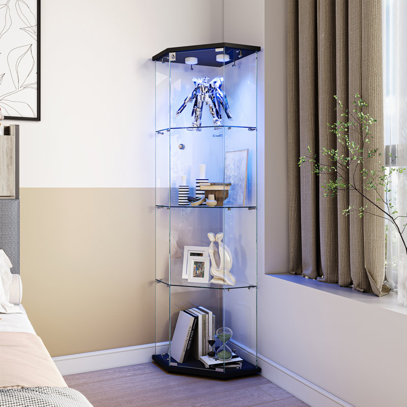 60 cm W Display Cabinet China Cabinet, Black puck Light