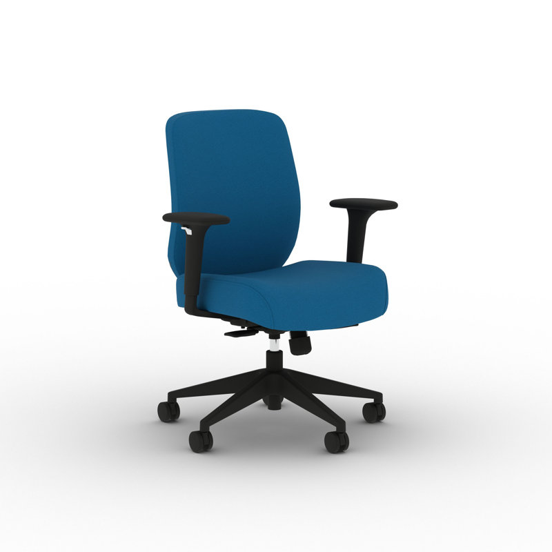 HON Altern Upholstered Low-Back Chair, Black Frame, Peacock, Peacock, Black
