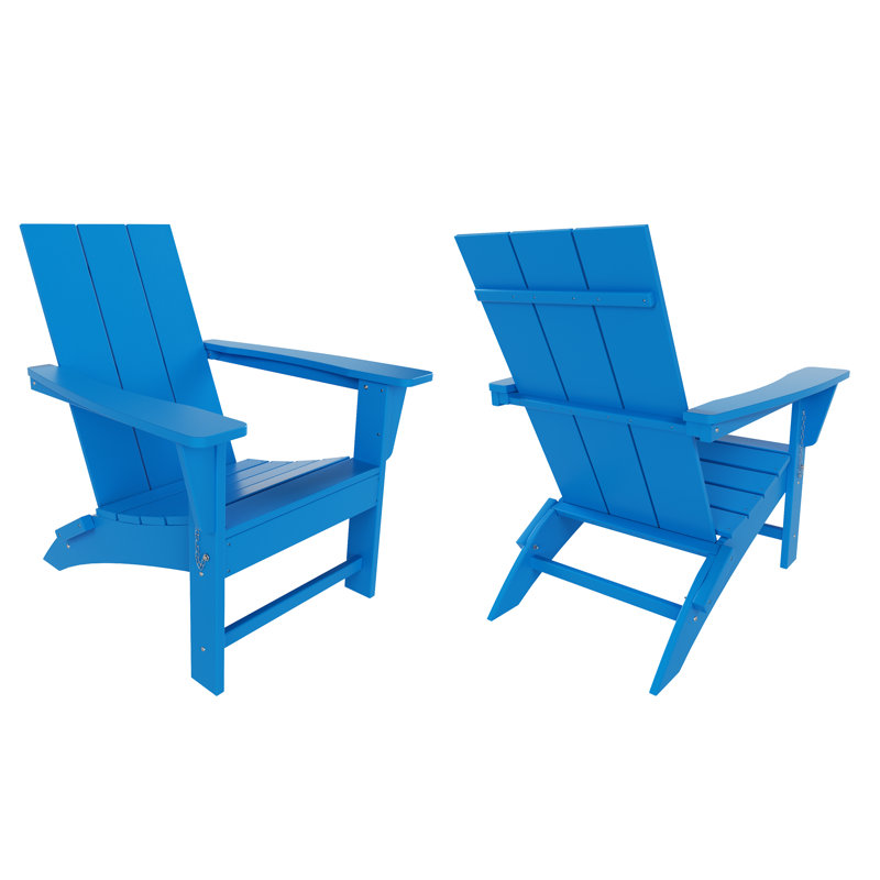Joubert Foldable Outdoor Adirondack Set, Pacific Blue