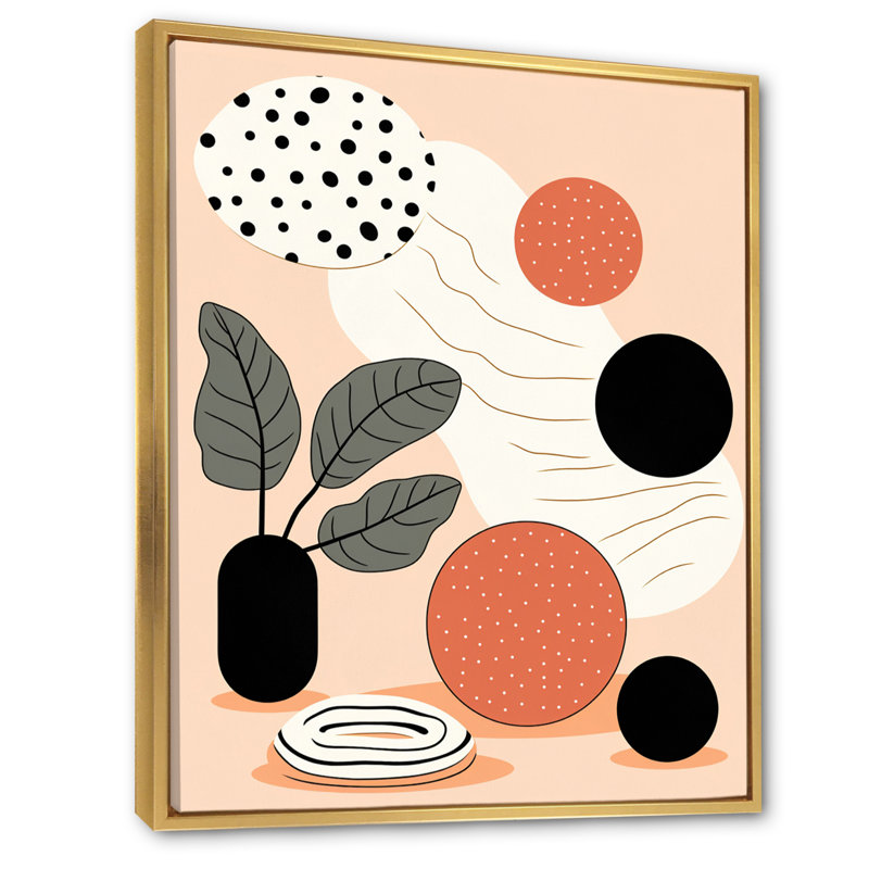 Boho Botanical Abstract - impression, H 32 po x l 16 po x P 1 po, Cadre flottant doré