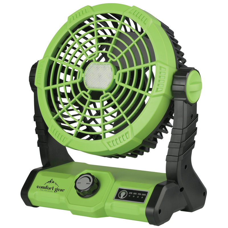 Comfort Gear 8 Inch Rechargeable Electric Fan, LED, 160° Tilt, Indoor/Outdoor - FRC25