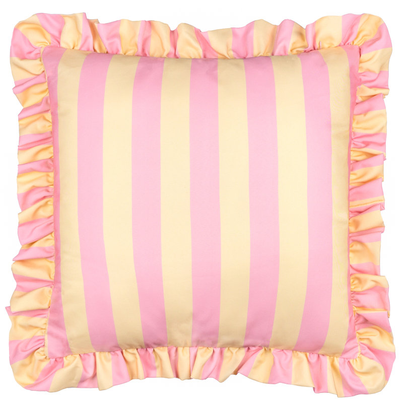 Palm Royale Indoor / Outdoor Striped Square Throw, Polyester, Pink/Yellow