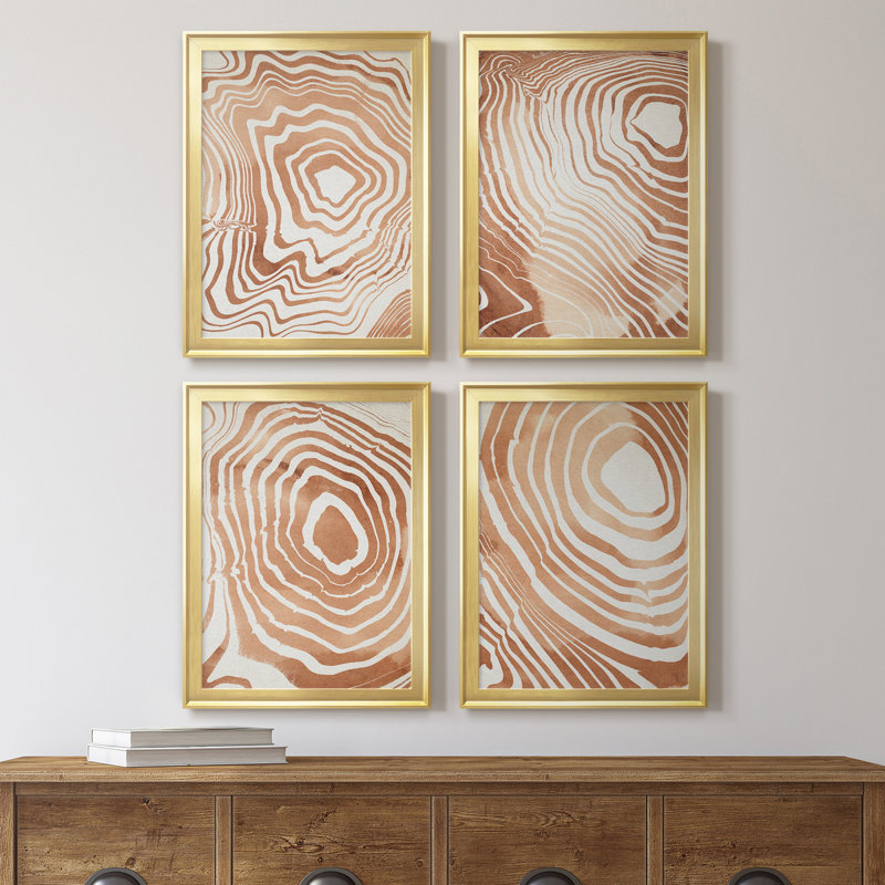 Toile encadrée de qualité supérieure «Wood Grain Suminagashi I» - prête à être accrochée, H 30,5 po x l 90 po x P 1 po