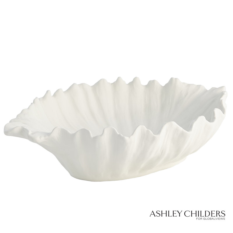 Organic Wave Oval Bowl-White-Lg, White, 6.25" H x 24" W x 14.25" D