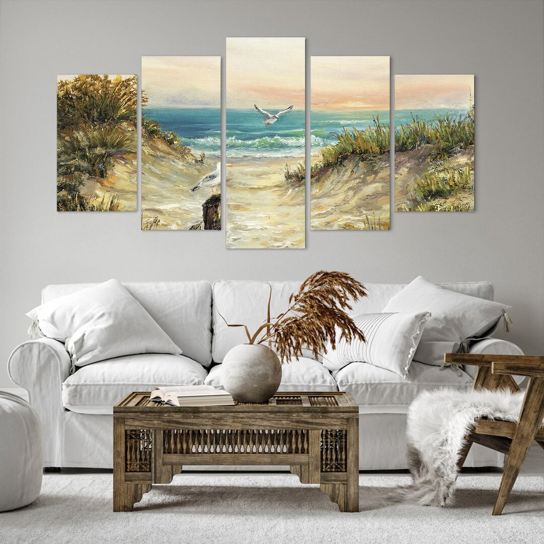 5-tlg. Leinwandbilder-Set Impressionism Gulls Coast